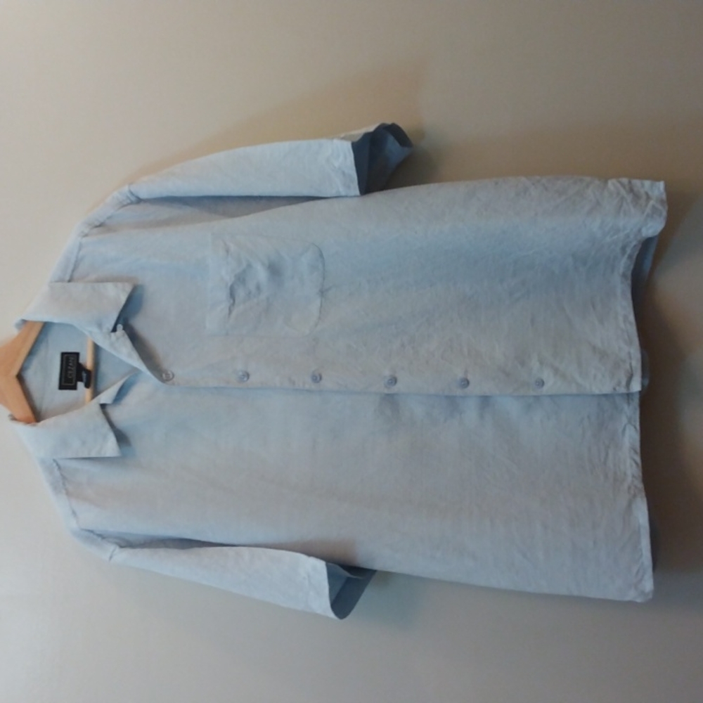 Cezani XL Silk/Linen Pale Blue Shirt